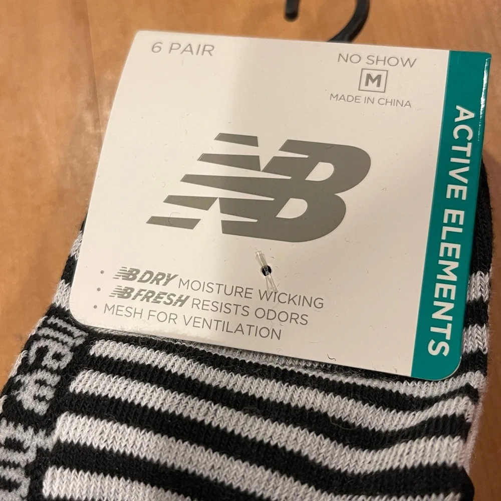 NB 6 Pairs No Show Socks MEDIUM